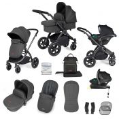ICKLE BUBBA Stomp Luxe Premium i-Size Travel System -Charcoal Grey /Black/Black